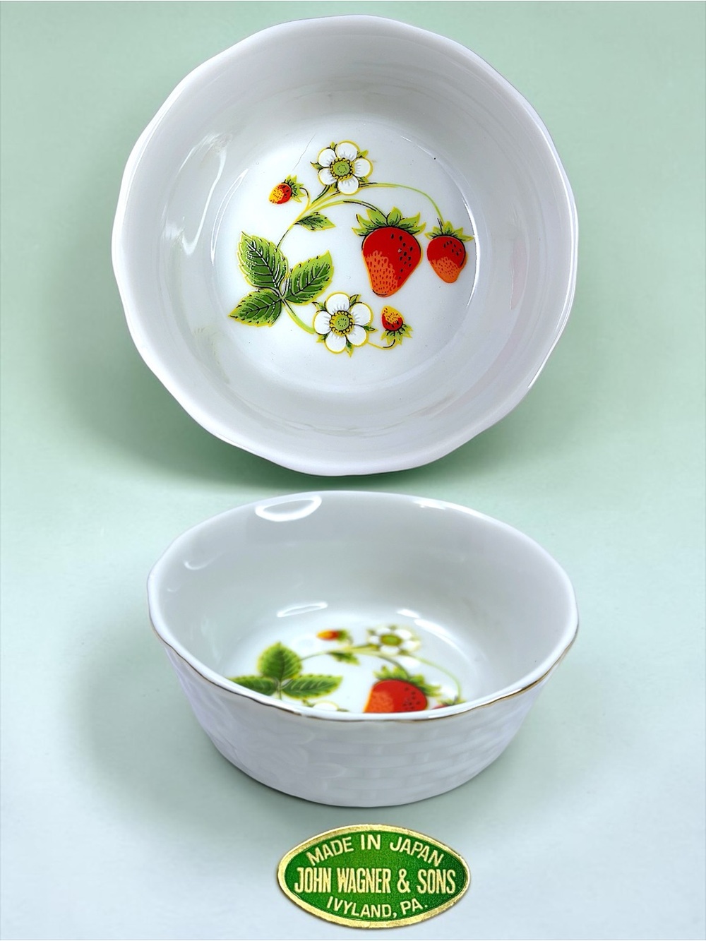 Vintage John Wagner & Sons Strawberry Porcelain Bowl Japan Ivyland PA